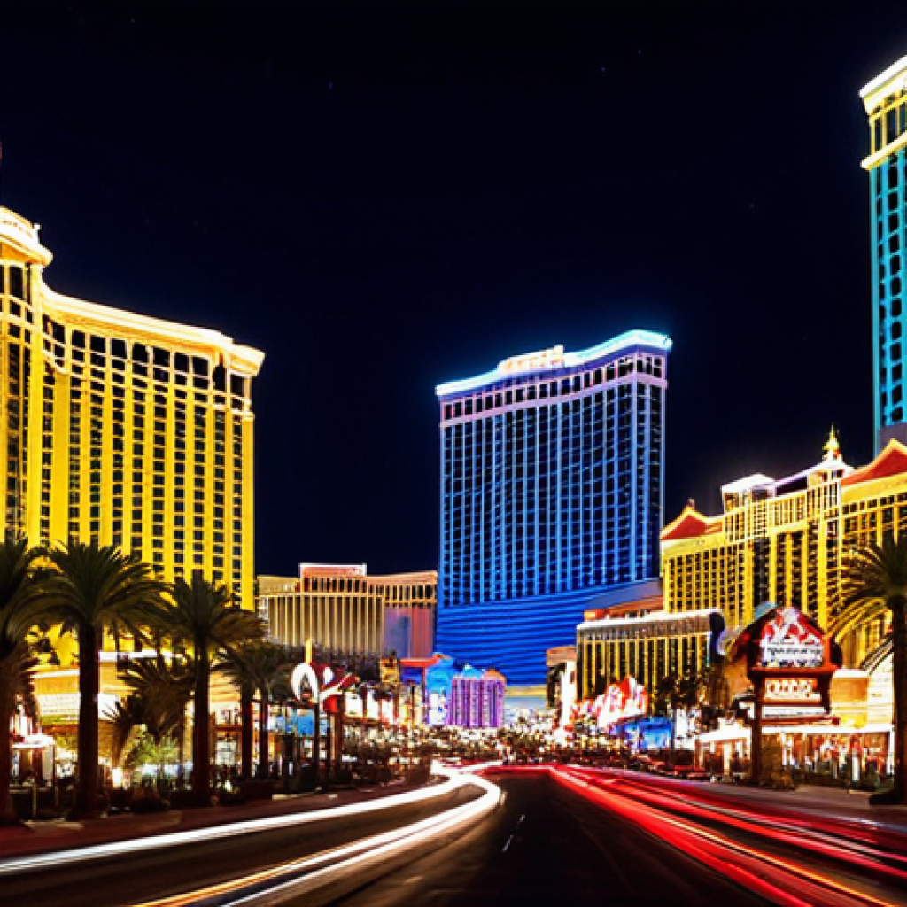 미국 야경 명소 추천 - Las Vegas Strip at Night**

"A vibrant nighttime scene of the Las Vegas Strip, featuring brightly li...
