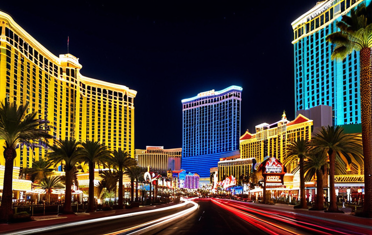 미국 야경 명소 추천 - Las Vegas Strip at Night**

"A vibrant nighttime scene of the Las Vegas Strip, featuring brightly li...