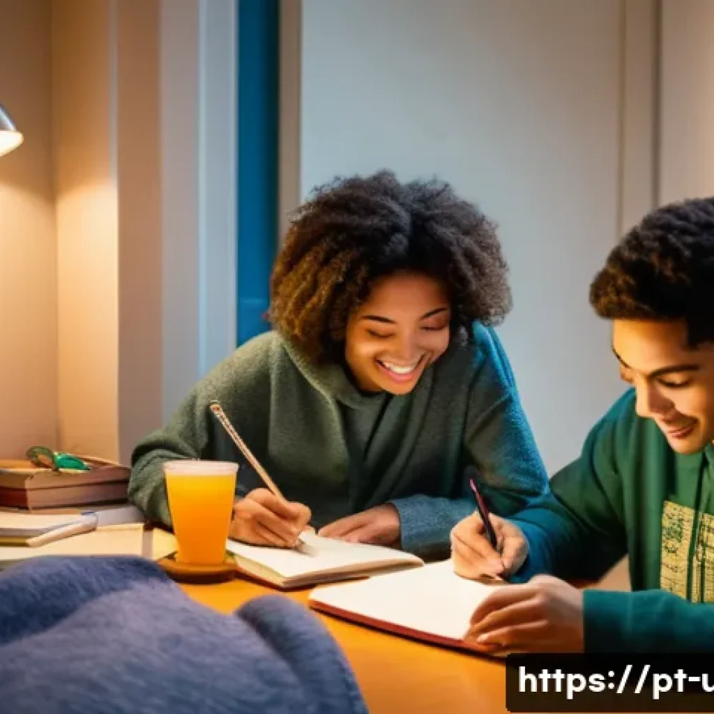 미국 대학교 기숙사 생활 - **Prompt:** A diverse group of three university students, two females and one male, are comfortably ...